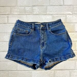 PacSun Women’s Blue Denim High-Rise Rolled Hem Shorts